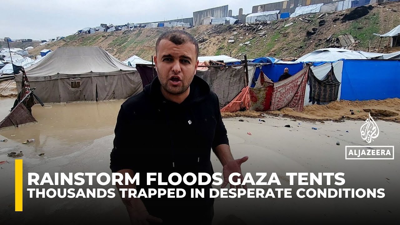 Unstoppable ‘nightmare’ as storm lashes displacement camp in Gaza