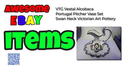 Vintage Vestal Alcobaca Portugal Pitcher Vase Set Swan Neck Victorian Art Pottery #ebay #buyitnow