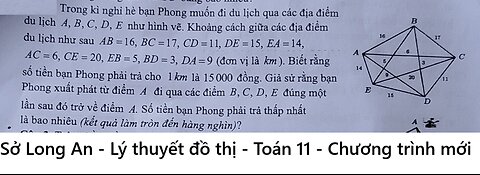 Sở Long An: Trong kì nghỉ hè bạn Phong muốn đi du lịch qua các địa điểm du lịch A,B,C,D,E như hình
