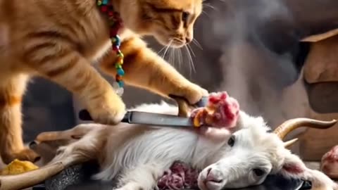 Whiskers the Cat's Epic Goat Dinner Hunt