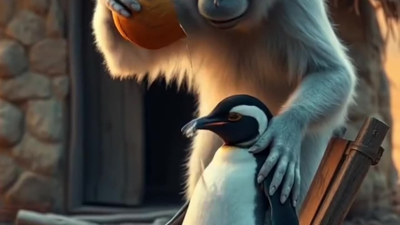 #panguin aur bander ki story