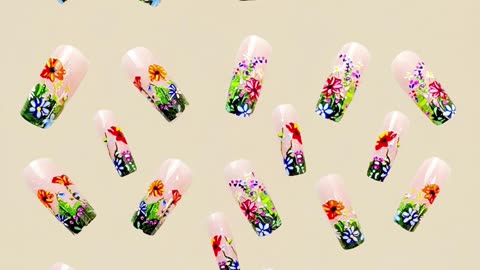 💅 Coffin Press-On Nails – Yellow Bee & Flower Design 🌼🐝