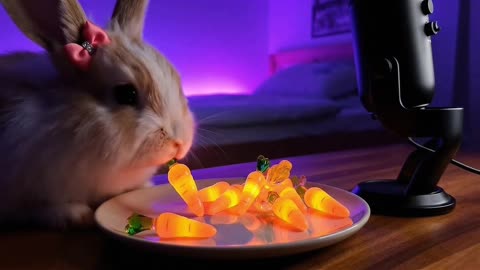 Bunny Eats Glowing Carrots For ASMR YouTube Channel