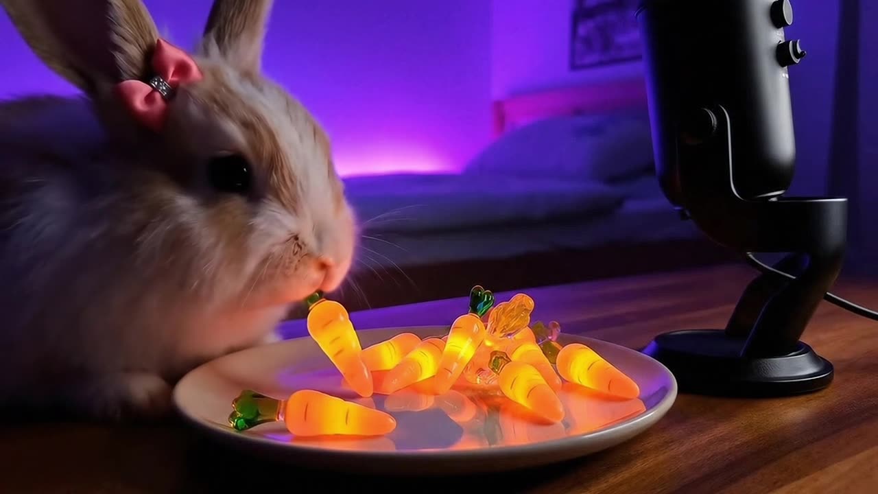 Bunny Eats Glowing Carrots For ASMR YouTube Channel