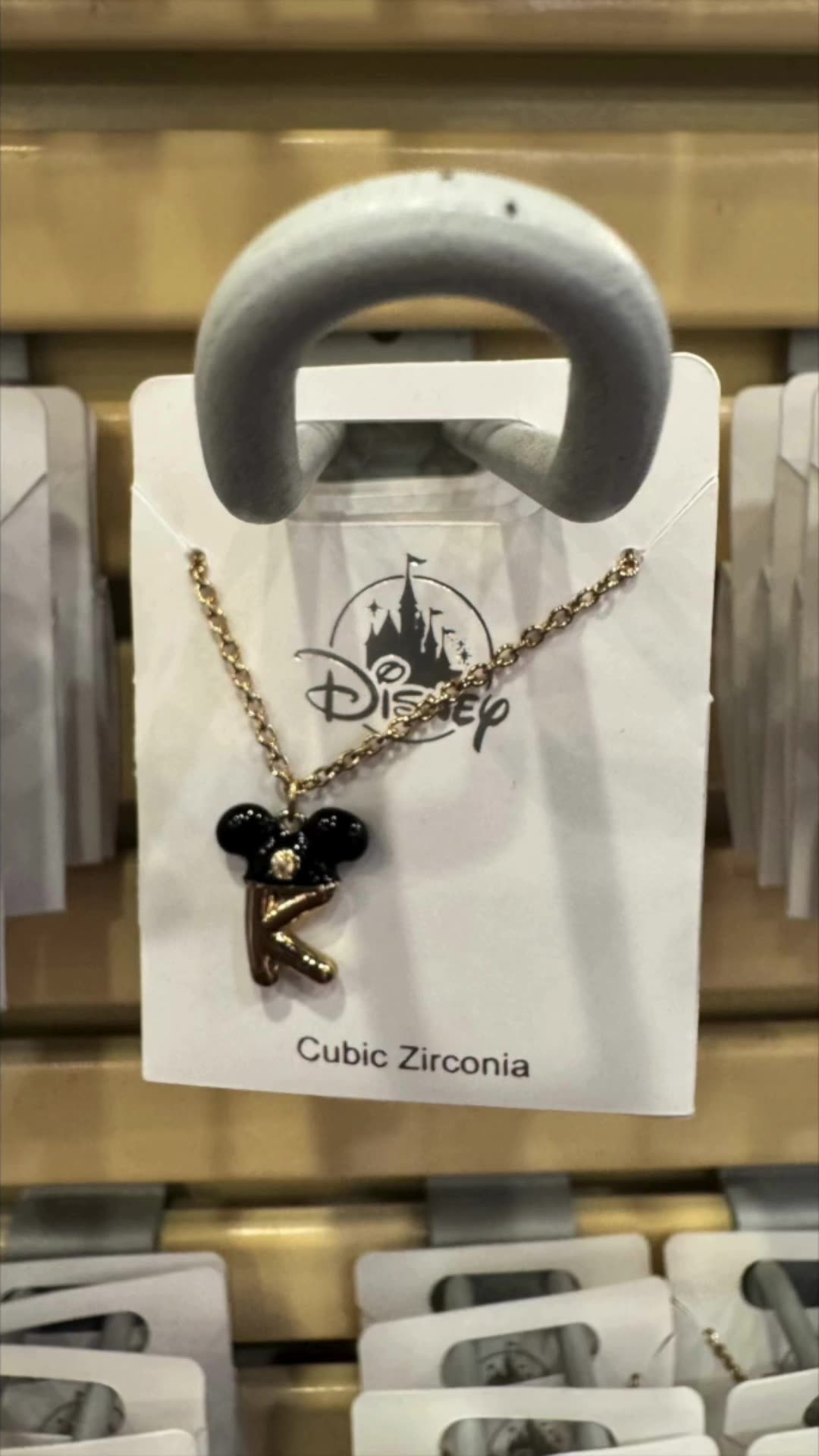 Disney Parks Mickey Mouse Hat Letter K Cubic Zirconia Gold Color Necklace #shorts