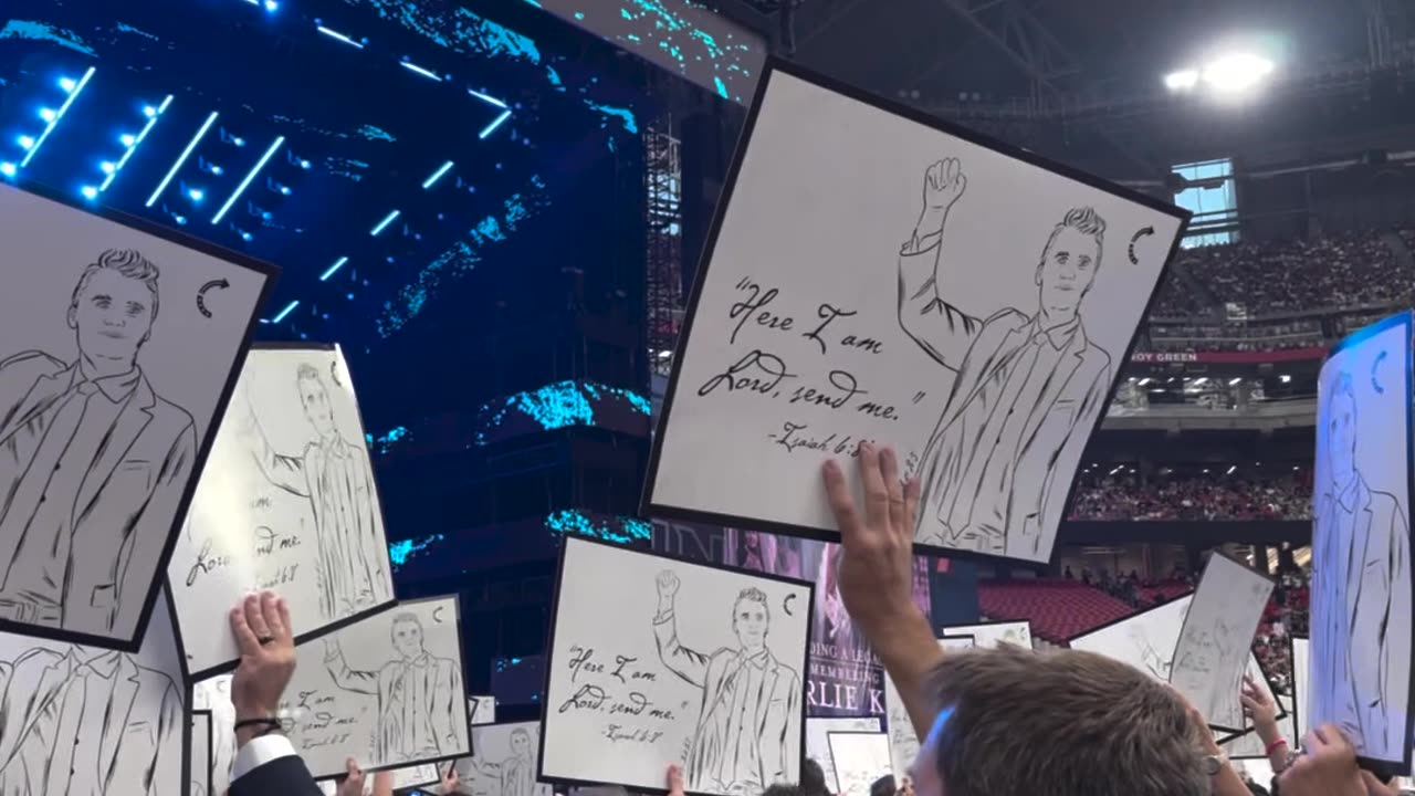 Signs Honoring Charlie Kirk Fill State Farm Stadium