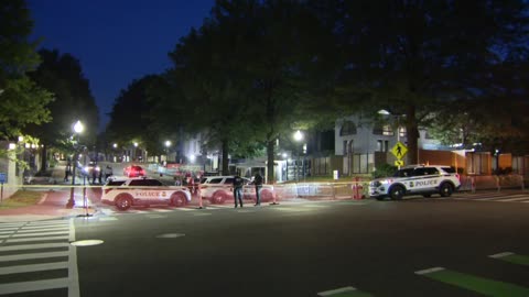 Security fencing going up outside the Israeli Embassy in Washington, D.C.