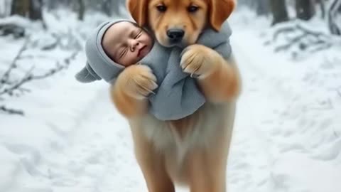 Courageous Puppy Saves Infant from a Raging Snowstorm!