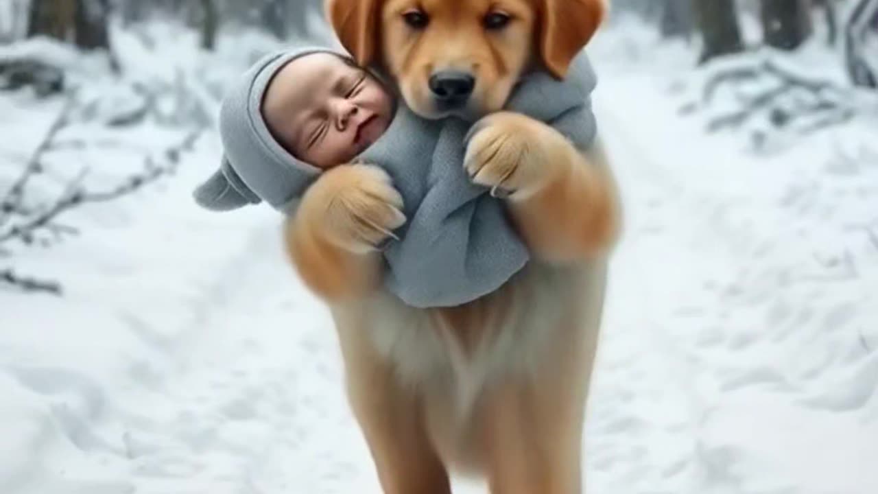 Courageous Puppy Saves Infant from a Raging Snowstorm!