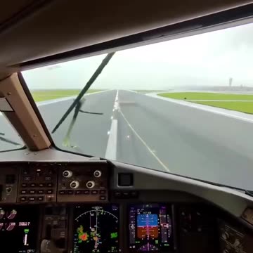 Landing of a Boeing 777 at Hong Kong Airport, China