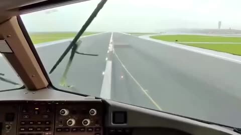 Landing of a Boeing 777 at Hong Kong Airport, China