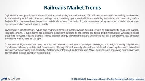 Railroads Market Size, Share, Trends & Growth 2034