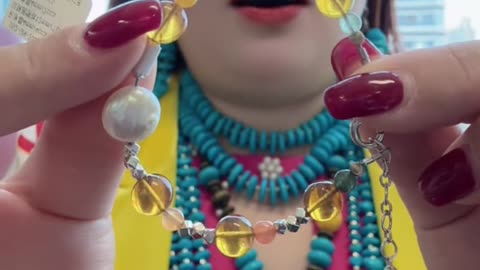 250530-13 Amber and Pearl Bracelet: Soft Glow of Time Flowing on the Wrist