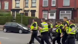 When British police fled chased by angry immigrants.