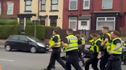 When British police fled chased by angry immigrants.