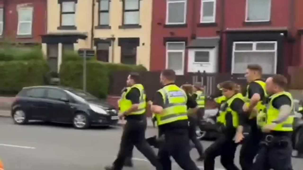 When British police fled chased by angry immigrants.