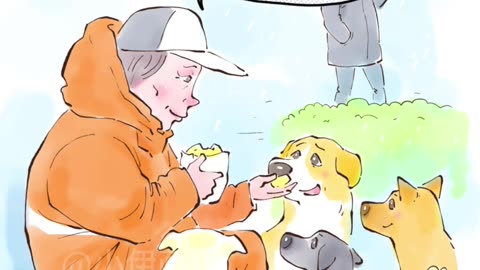Grandma the Street Cleaner Shares Lunch with Stray Dogs – A Heartwarming Tale