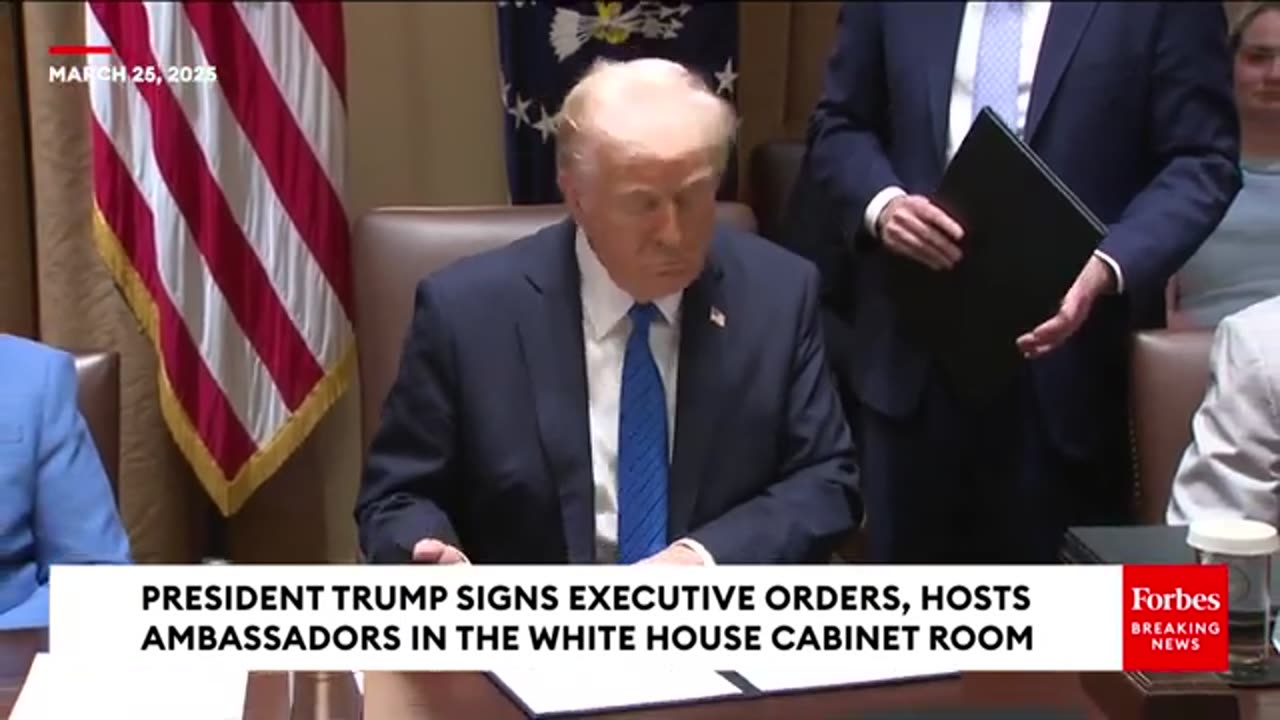 Trump Signs Multiple Executive Orders While Taking Questions From Reporters