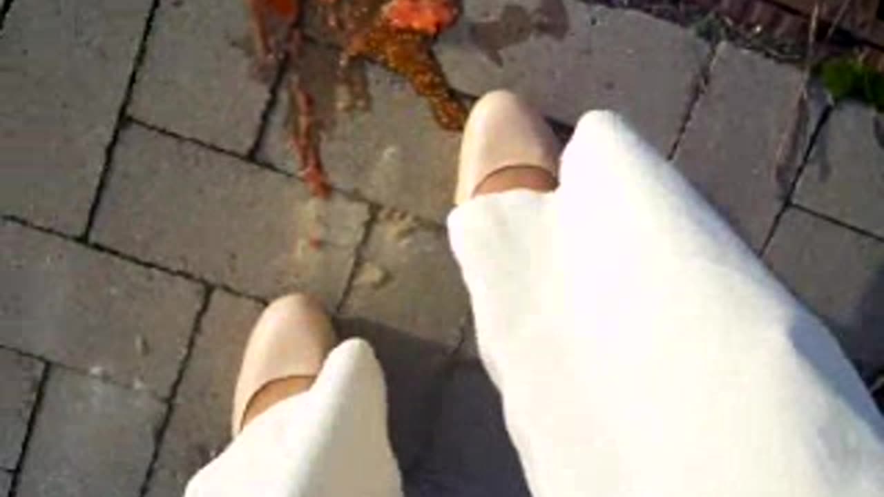 Unaware Walk Outside in High Heels