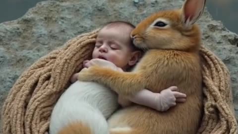 Lovely Baby Survived In The Flood Baby Rabbit Rescue Him