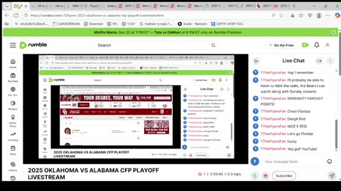 2025 OKLAHOMA VS ALABAMA CFP PLAYOFF LIVESTREAM