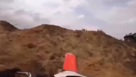 "😱 Biker Jumps Off Hill in Desert Without Knowing the Deep Pit Below | Shocking Fall"