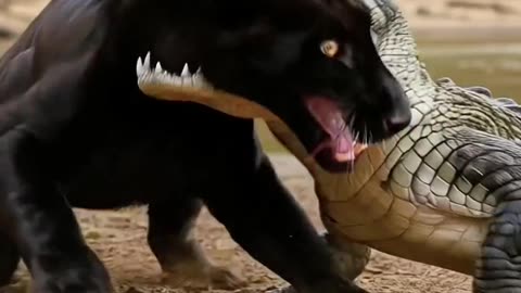 Black Panther vs Crocodile ‼️ Real Jungle Fight Ends Brutally #blackpanther #crocodile
