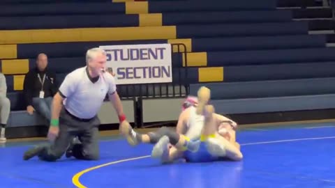 White girl beats Asian boy at wrestling