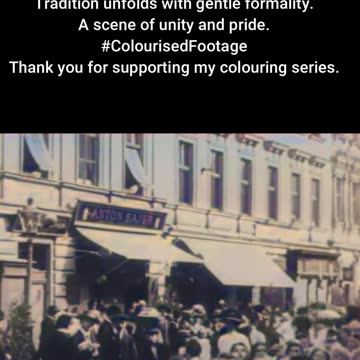 1906 Austrian Ceremony Procession of Girls and Soldiers #ColourisedHistory