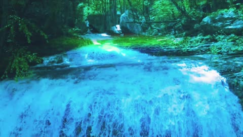 scene take you on a peaceful journey. Flowing water, natural light, and