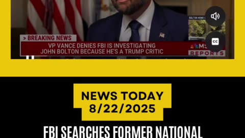 🚨VP JD Vance Discusses the FBI Raid on Former National Security Advisor John Bolton
