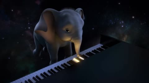 Adorable Baby Elephant Plays a Glowing Space Piano