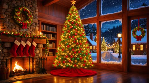 Christmas Fireplace Magic ✨| Soft Piano + Snowfall for Deep Sleep & Pure Relaxation Study Work Relax