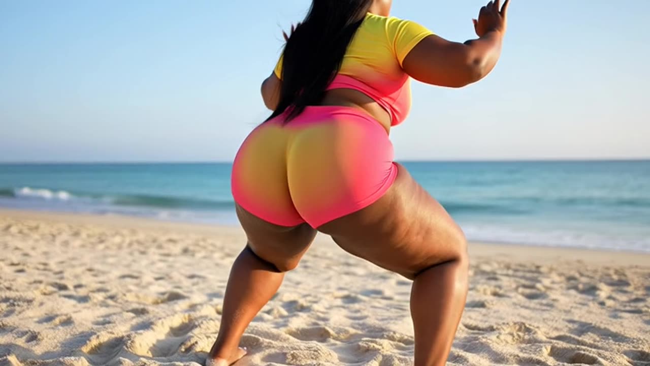 🔥 Big Booty BBW Twerking Plus Size Girls Ebony TikTok huge ass in beach
