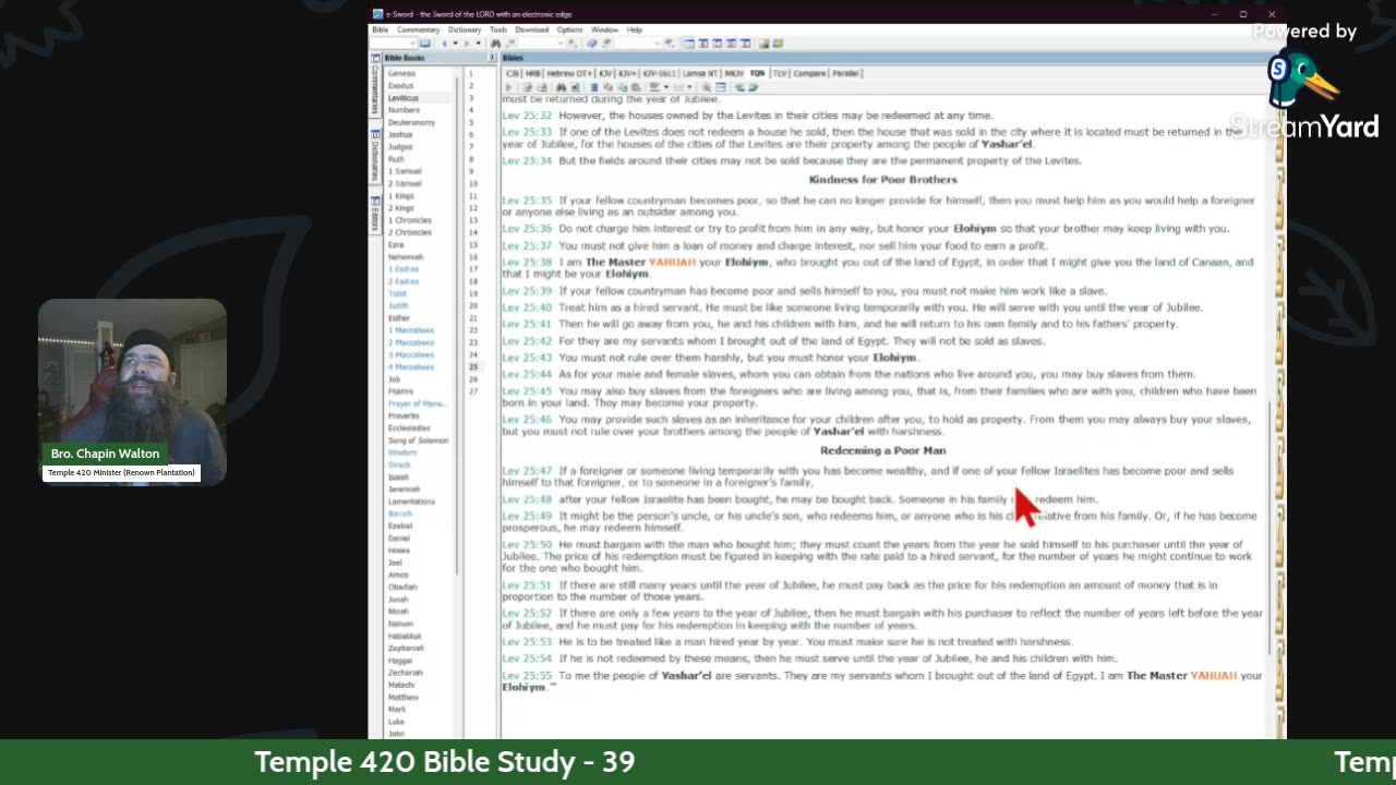Temple 420 Bible Study - 39 - Lev 25-27 / Matt 22