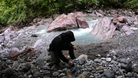 2 Days SOLO Bushcraft - CATCH & COOK at My Survival Shelter