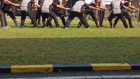 traditional Indonesian game called "tarik tambang'