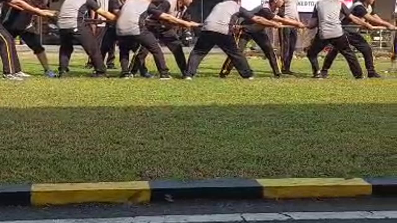 traditional Indonesian game called "tarik tambang'