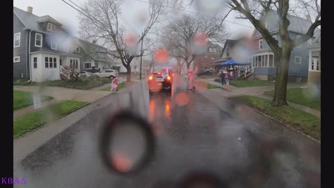 Fire truck point of view, Dyngus Day parade 2025