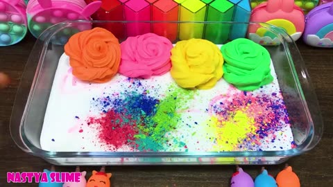 RAINBOW slime Mixing random into GLOSSY Slime Satisfying Slime Video_part2
