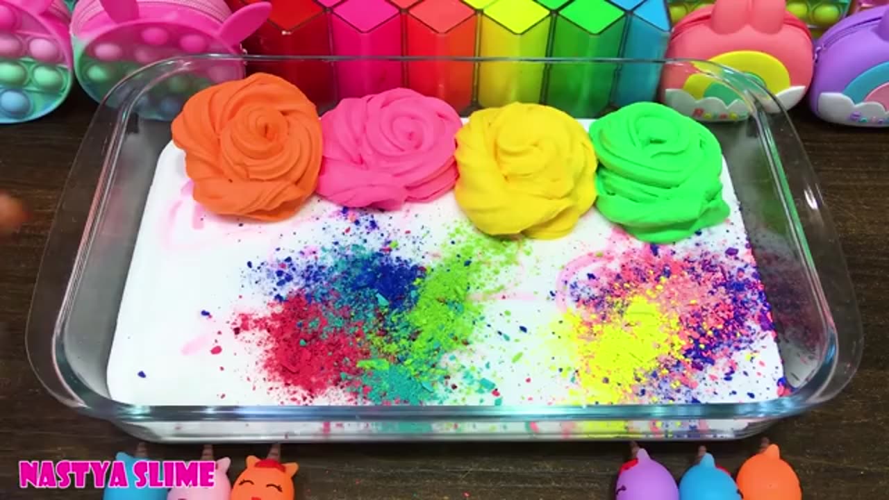RAINBOW slime Mixing random into GLOSSY Slime Satisfying Slime Video_part2
