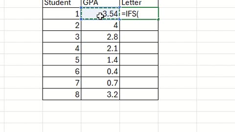 Microsoft Excel - How to use Ifs function for many logical test and if?