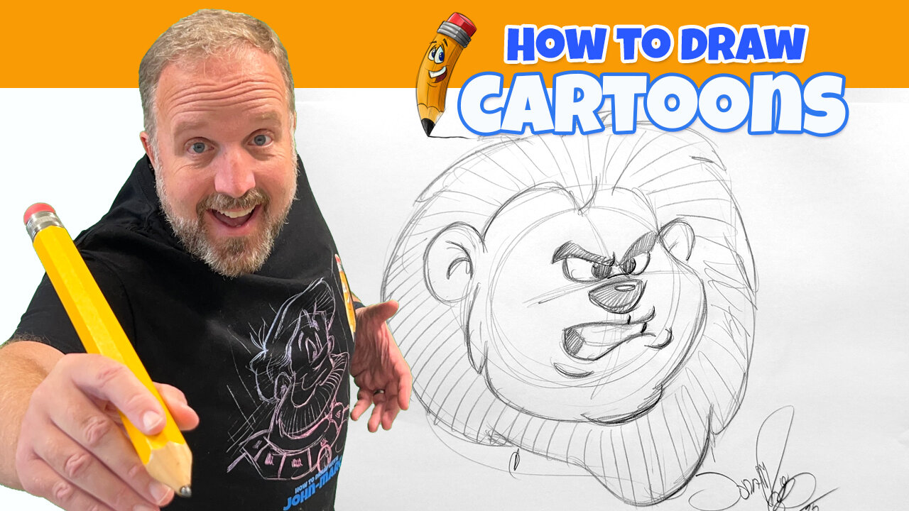 How to draw a cartoon lions head