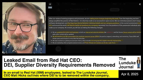 Leaked Email from Red Hat CEO: DEI, Supplier Diversity Requirements Removed