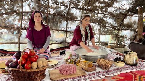 Cooking Kofta Meatballs on the Fireplace & Brewing Tea in the Nomadic Tent