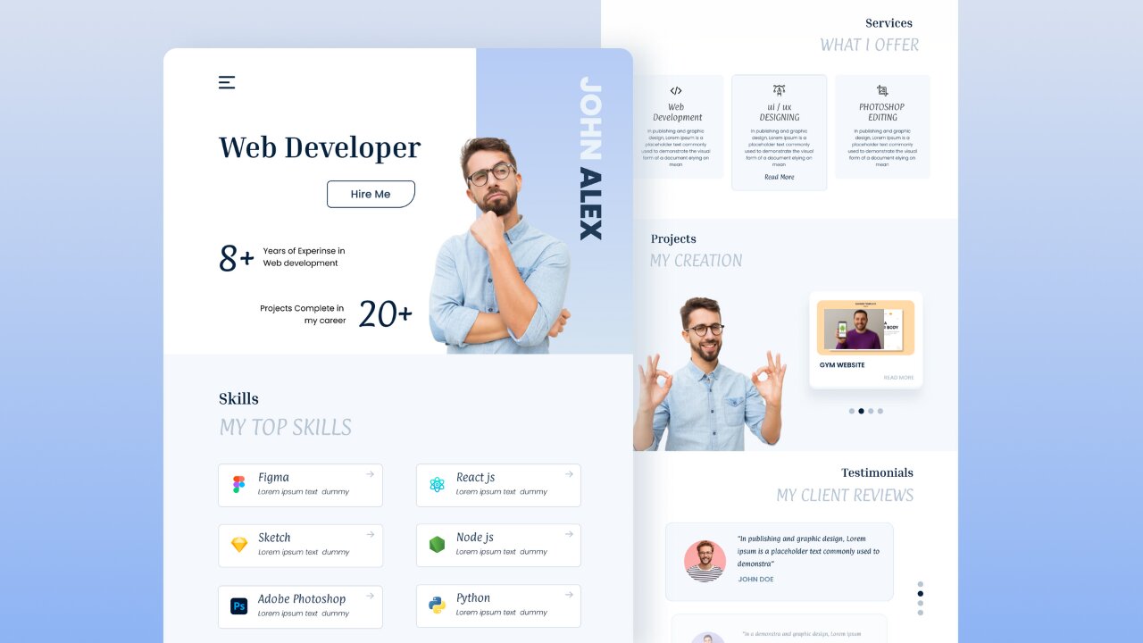 React JS || Portfolio Web Design || Step-by-Step Tutorial
