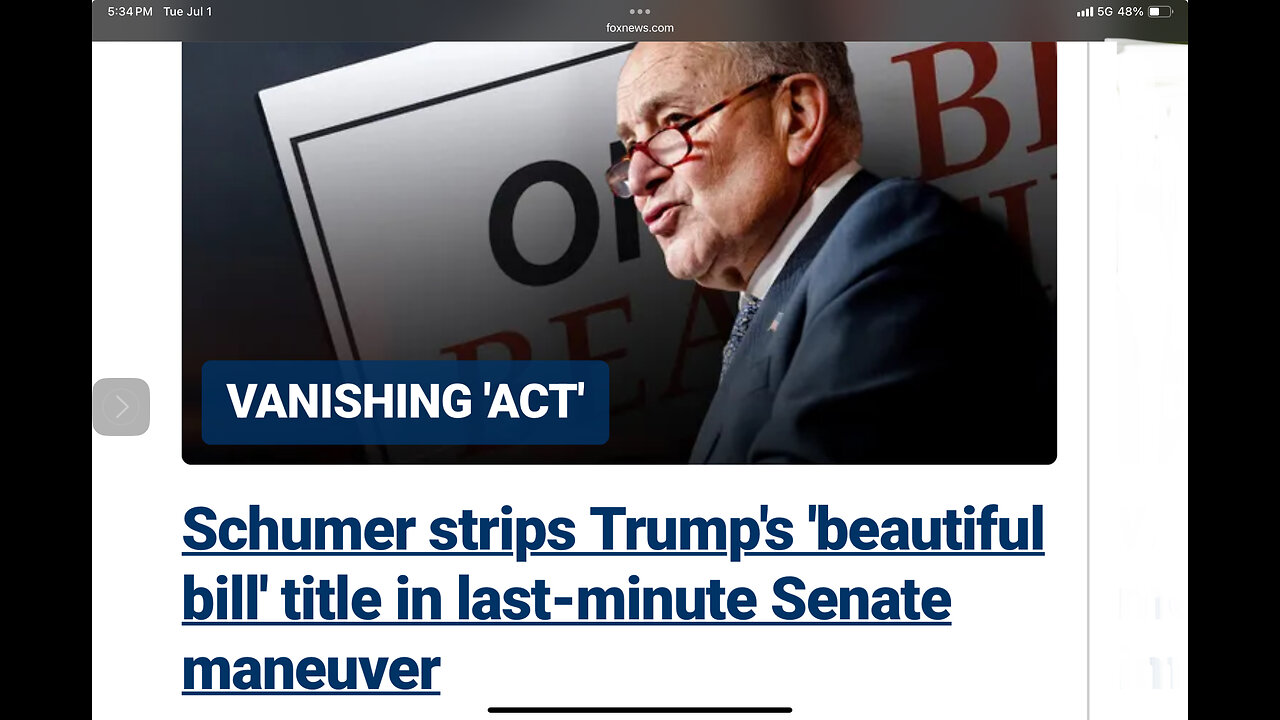 Schumer forces name change for 'big, beautiful bill' moments before it passes