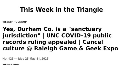 This Week in the Triangle (May 25-May 31, 2025)