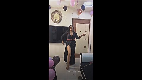 A cute girls dancing and showing his dancing moves