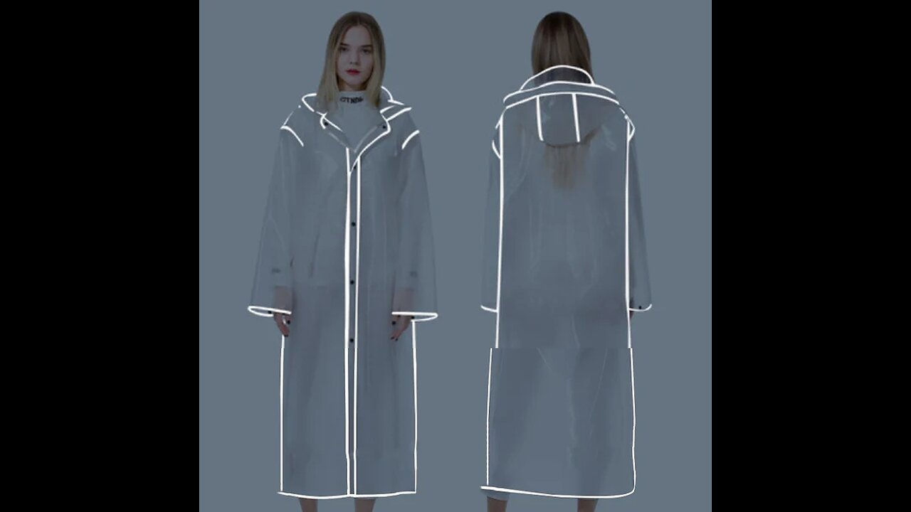 Portable Clear Rain Poncho with Hoods, Sleeves & Reflective Stripes, for Travel, Commute & More